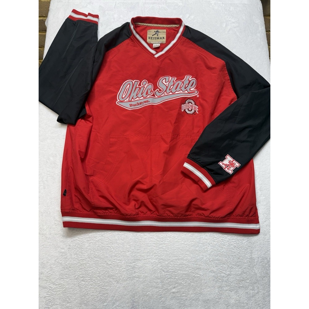 Y2K Reebok Heisman Collection Ohio State Buckeyes Nylon V-Neck Pullover Men's XL